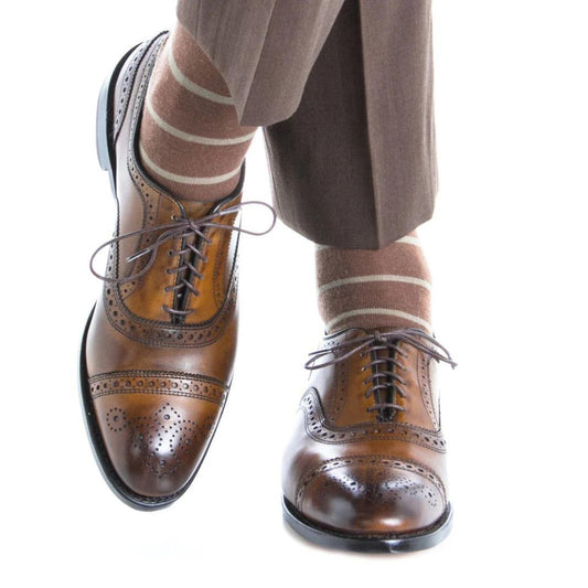 Brown with Taupe Stripe Luxury Socks - KING'S