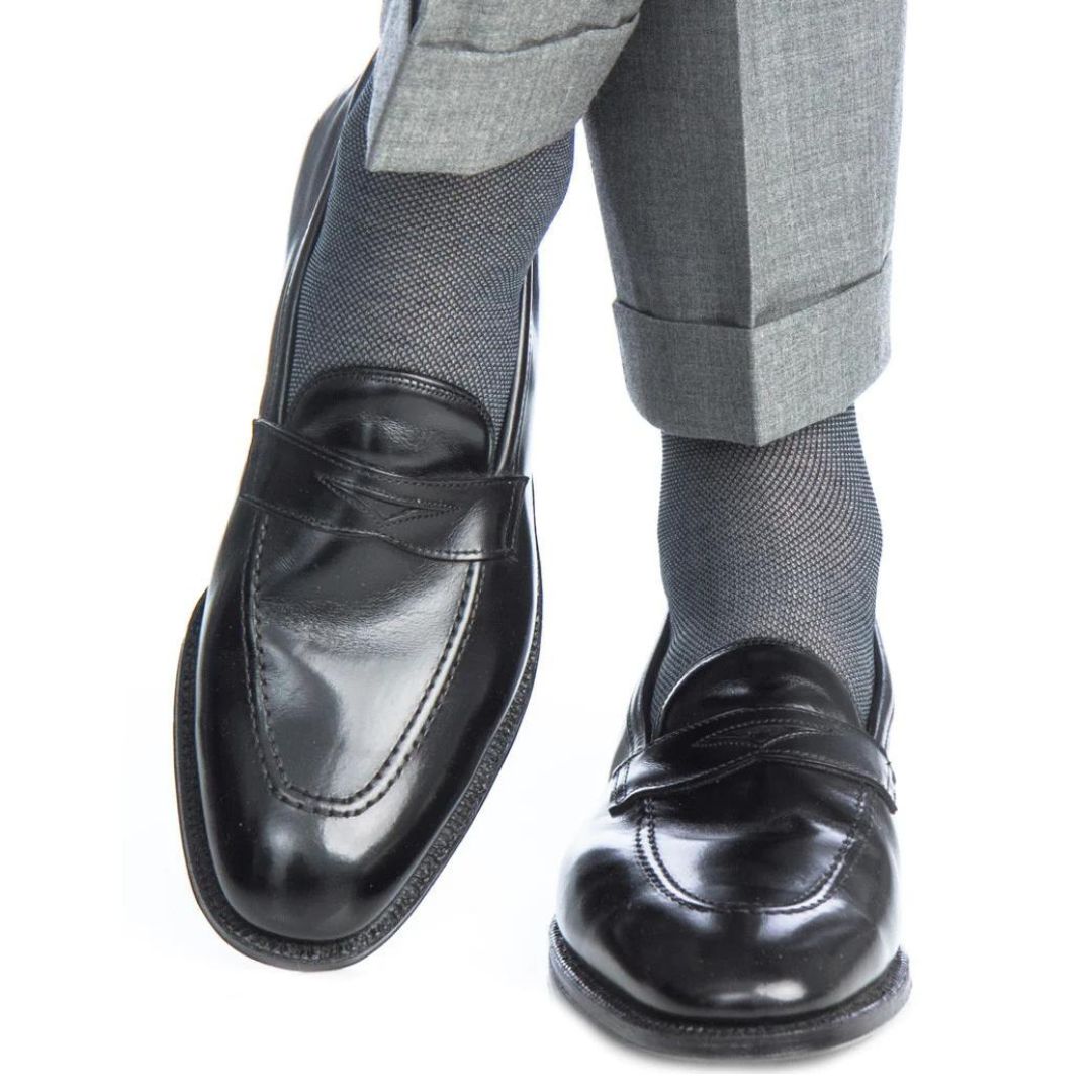 Black with ash nailhead pattern luxury socks, comfortable luxury socks for men, Kings Dubai.