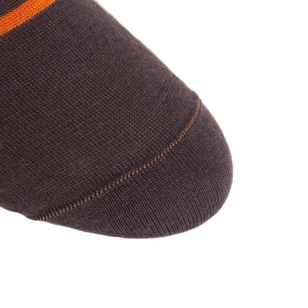 Coffee Brown with Burnt Orange Stripe Luxury Socks - KING'S