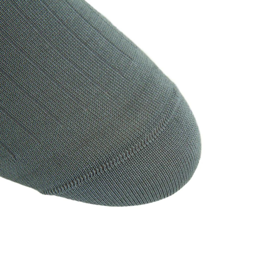 Solid Ribbed Mercury Gray Luxury Socks - KING'S