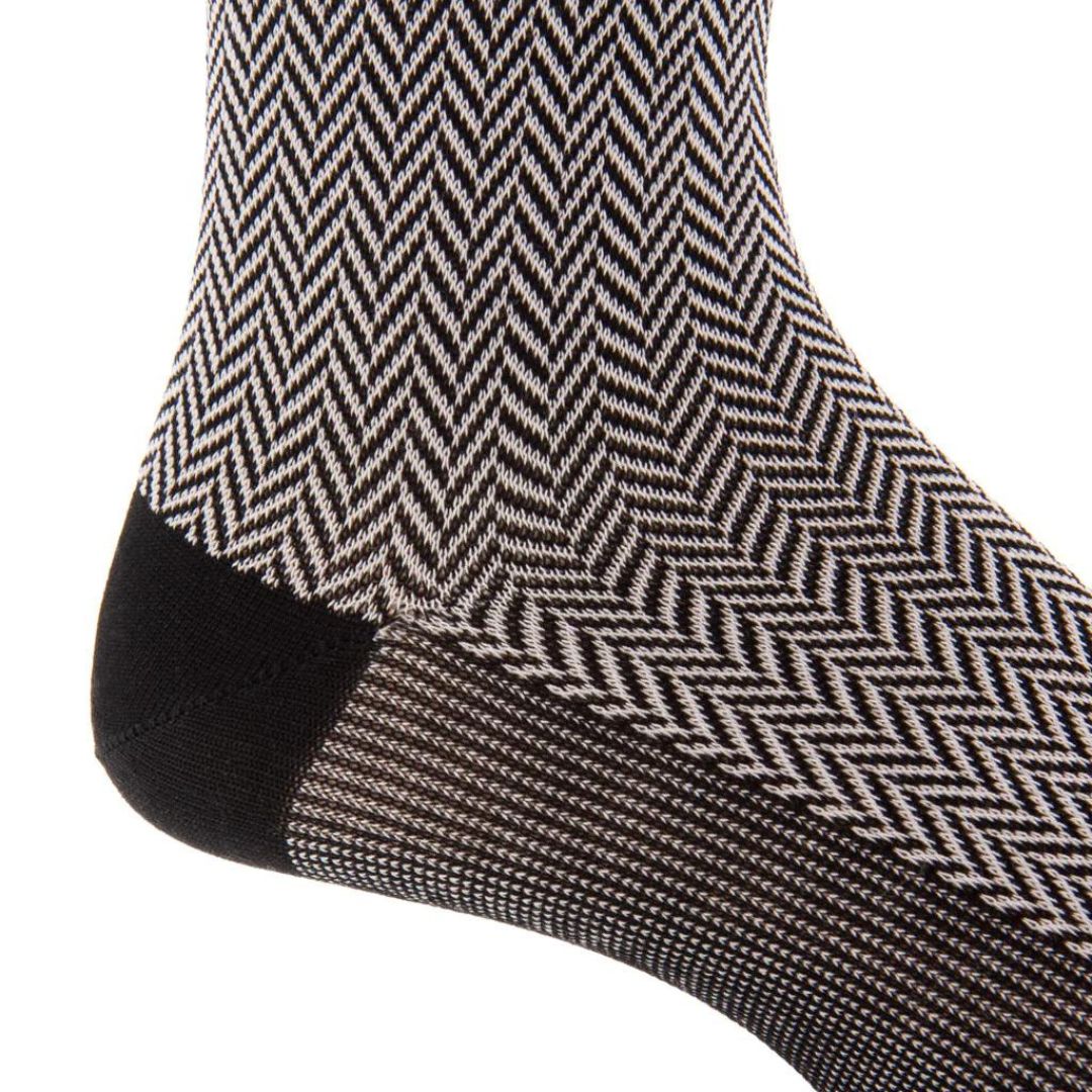 Black and Ash Herringbone Luxury Socks - KING'S