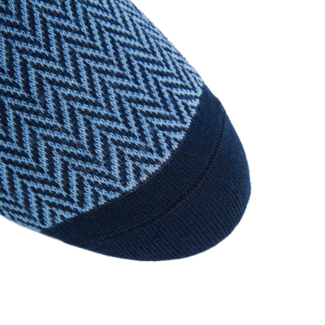 Herringbone Navy and Sky Blue Luxury Socks - KING'S