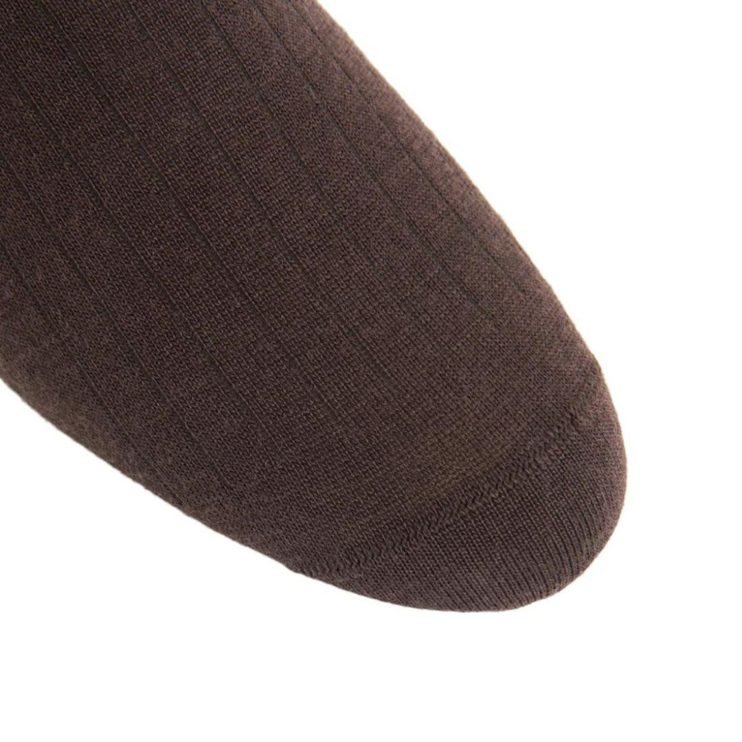 Solid Ribbed Coffee Brown Luxury Socks - KING'S