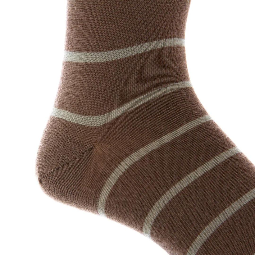 Brown with Taupe Stripe Luxury Socks - KING'S