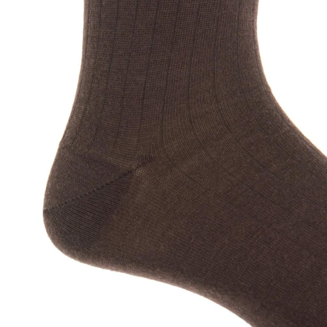 Solid Ribbed Coffee Brown Luxury Socks - KING'S
