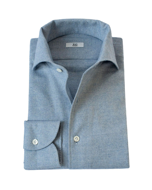 Baby blue flannel in wide herringbone, mens formal shirts Dubai.