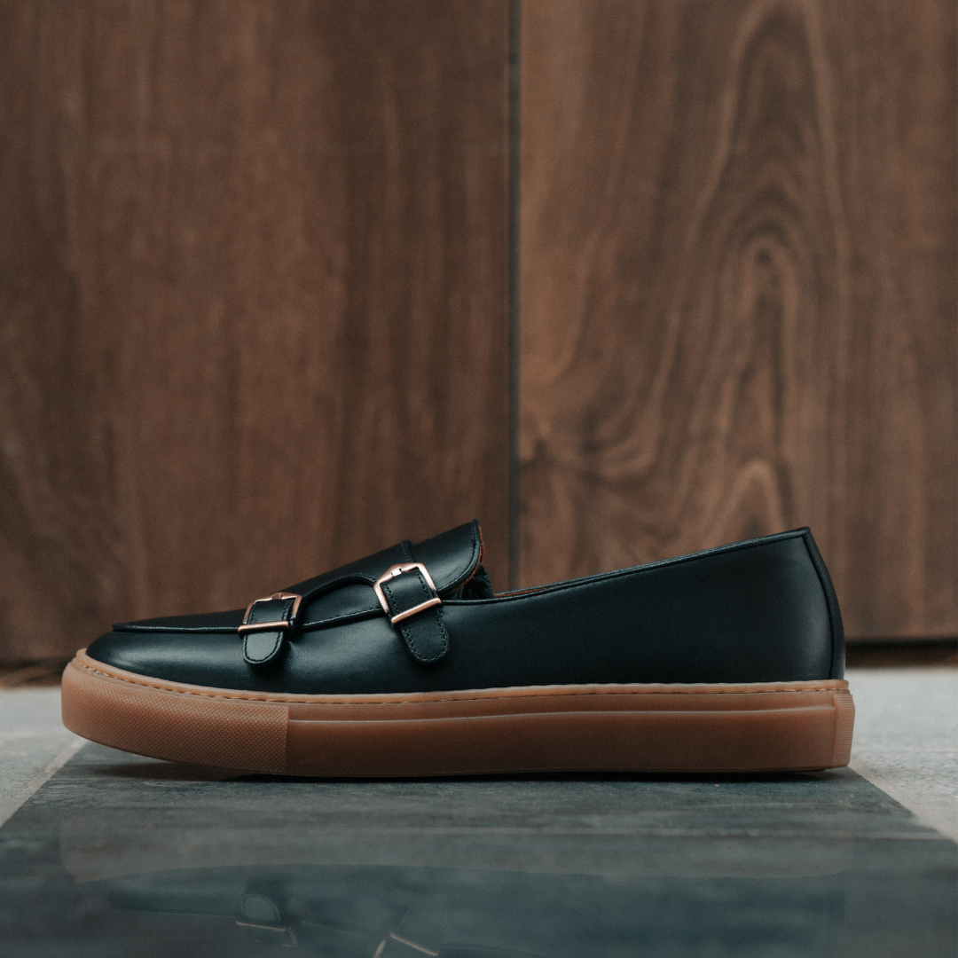 Buy Online Double Monk Black Sneakers Formal Shoes for Men Kings