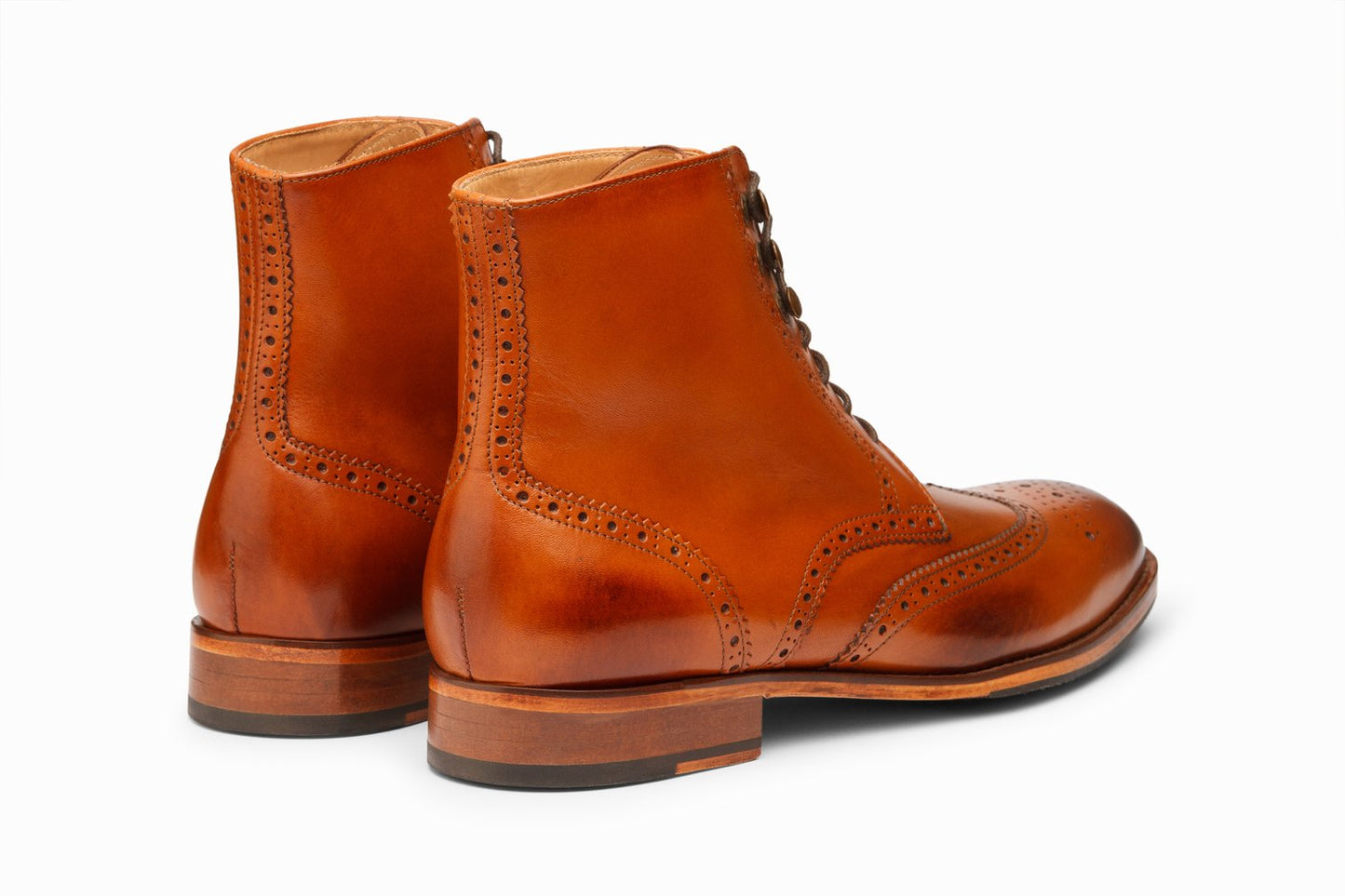 Leather Wingtip Brogue Boot - Tan - KING'S