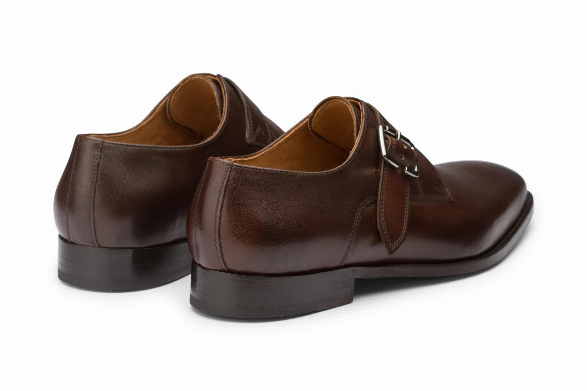Plain Single Monkstrap Shoes - Dark Brown - KING'S