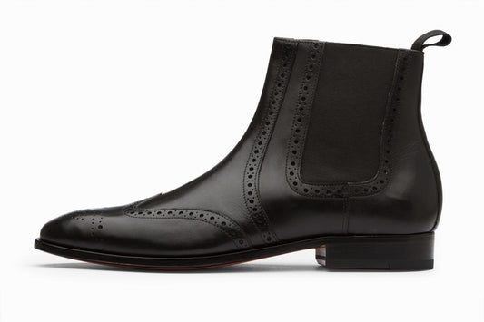 Wingtip Chelsea Brogue Boot - Black - KING'S