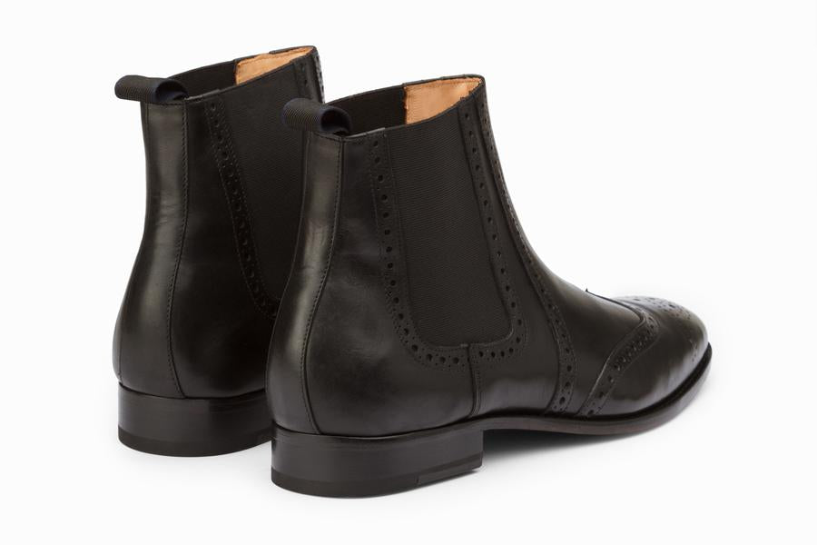 Wingtip Chelsea Brogue Boot - Black - KING'S