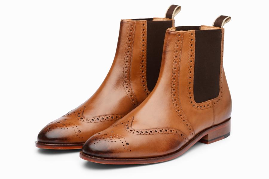 Wingtip Chelsea Brogue Boot - Tan - KING'S
