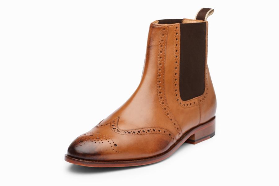 Wingtip Chelsea Brogue Boot - Tan - KING'S
