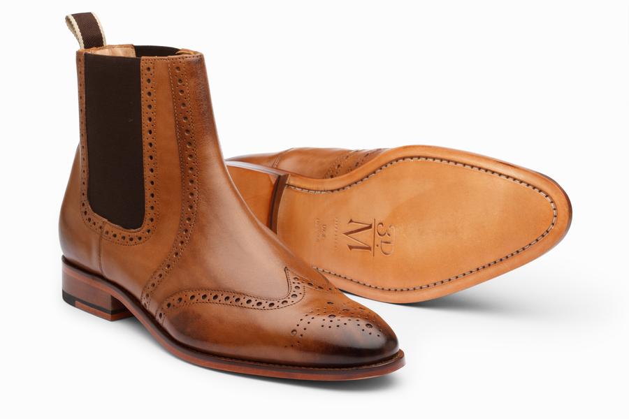 Wingtip Chelsea Brogue Boot - Tan - KING'S