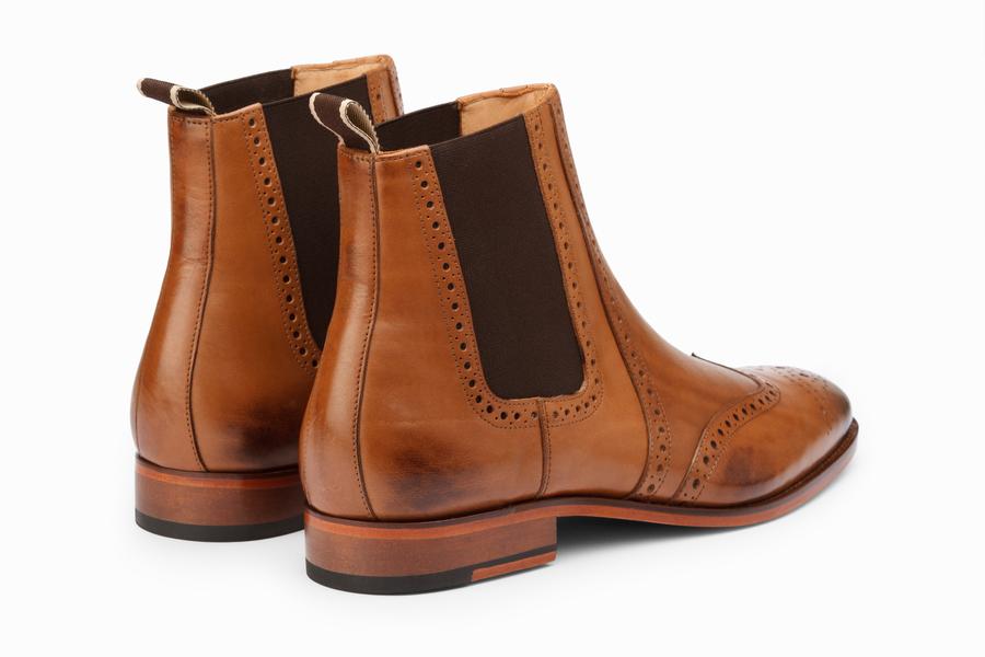 Wingtip Chelsea Brogue Boot - Tan - KING'S
