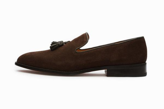 Tassel loafers brown suede, formal shoes for men in Dubai.