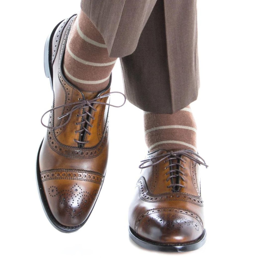   Luxury striped Brown socks,  premium merino wool socks for men, Kings Dubai.