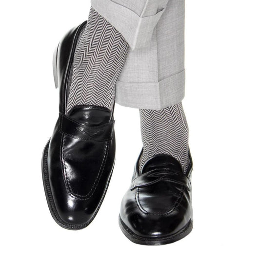 Black and Ash Herringbone Luxury Socks