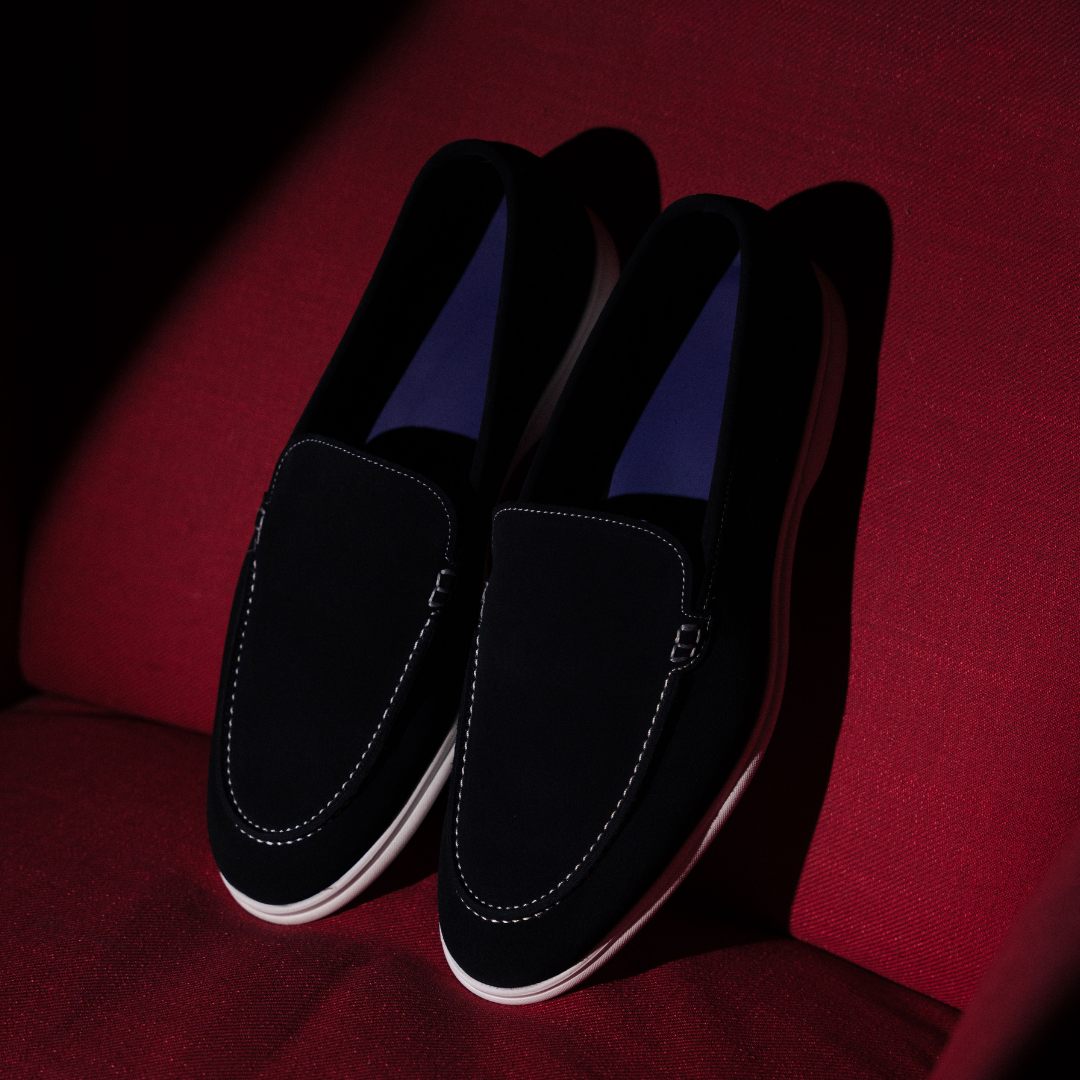 Summer suede loafers black, loafer shoes, formal shoes for men in Dubai.