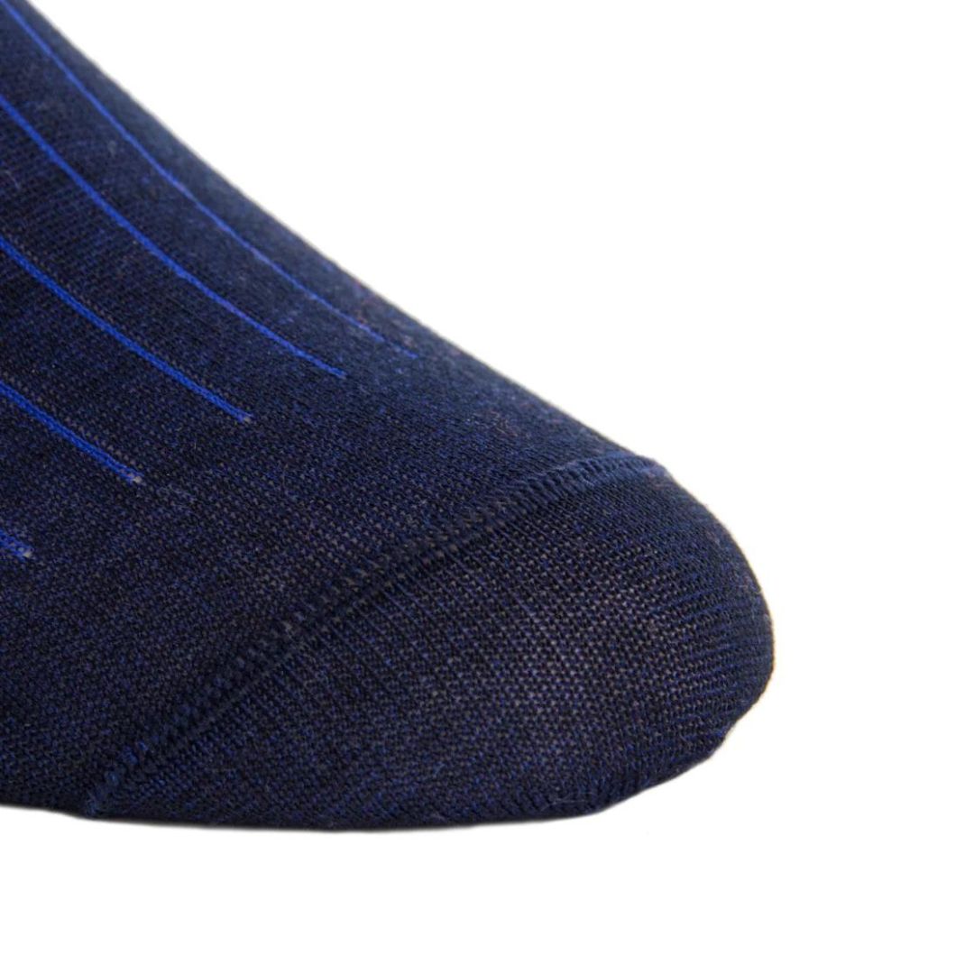 Vertical Stripe Navy with Clematis Blue Luxury Socks