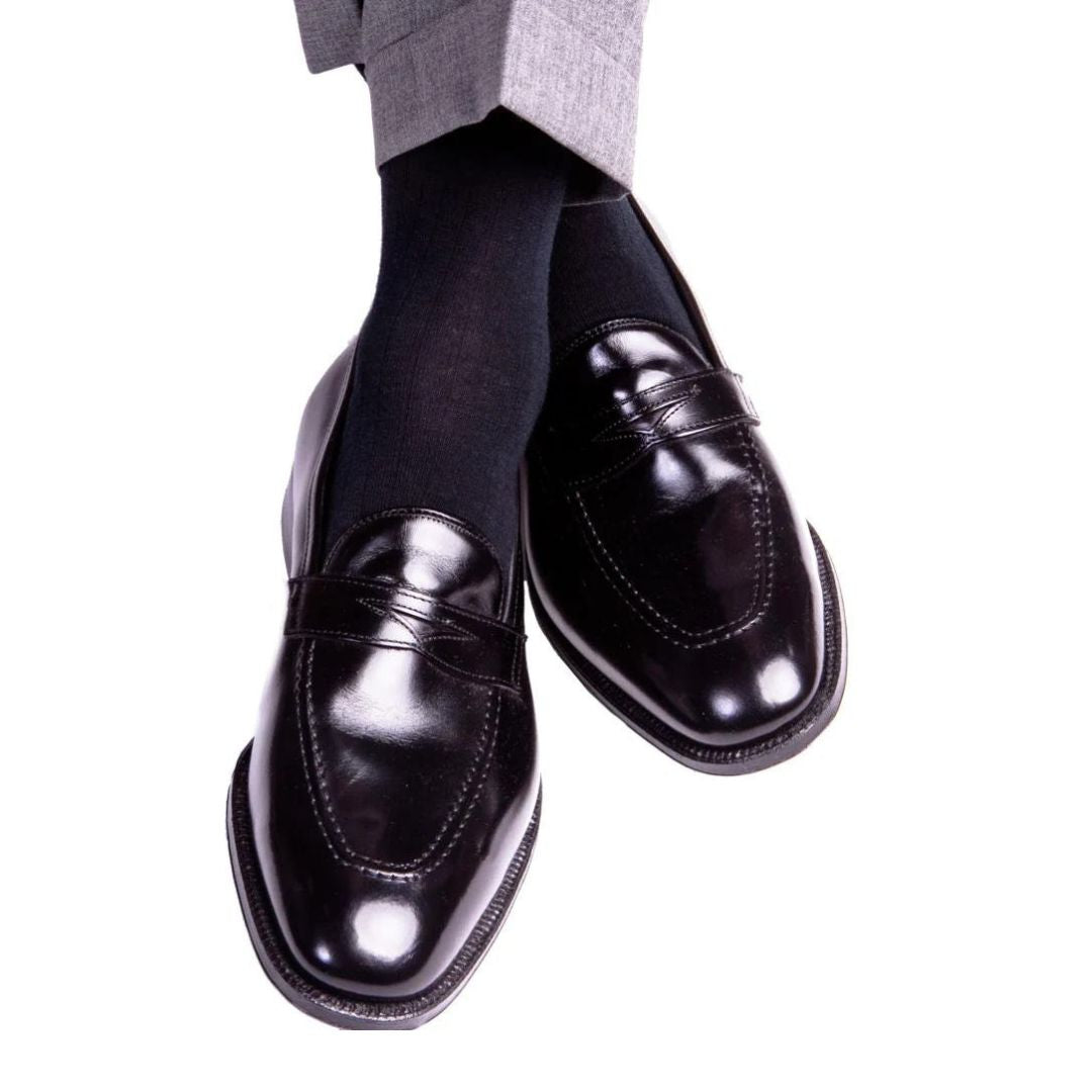 Ribbed Black Solid Luxury Socks