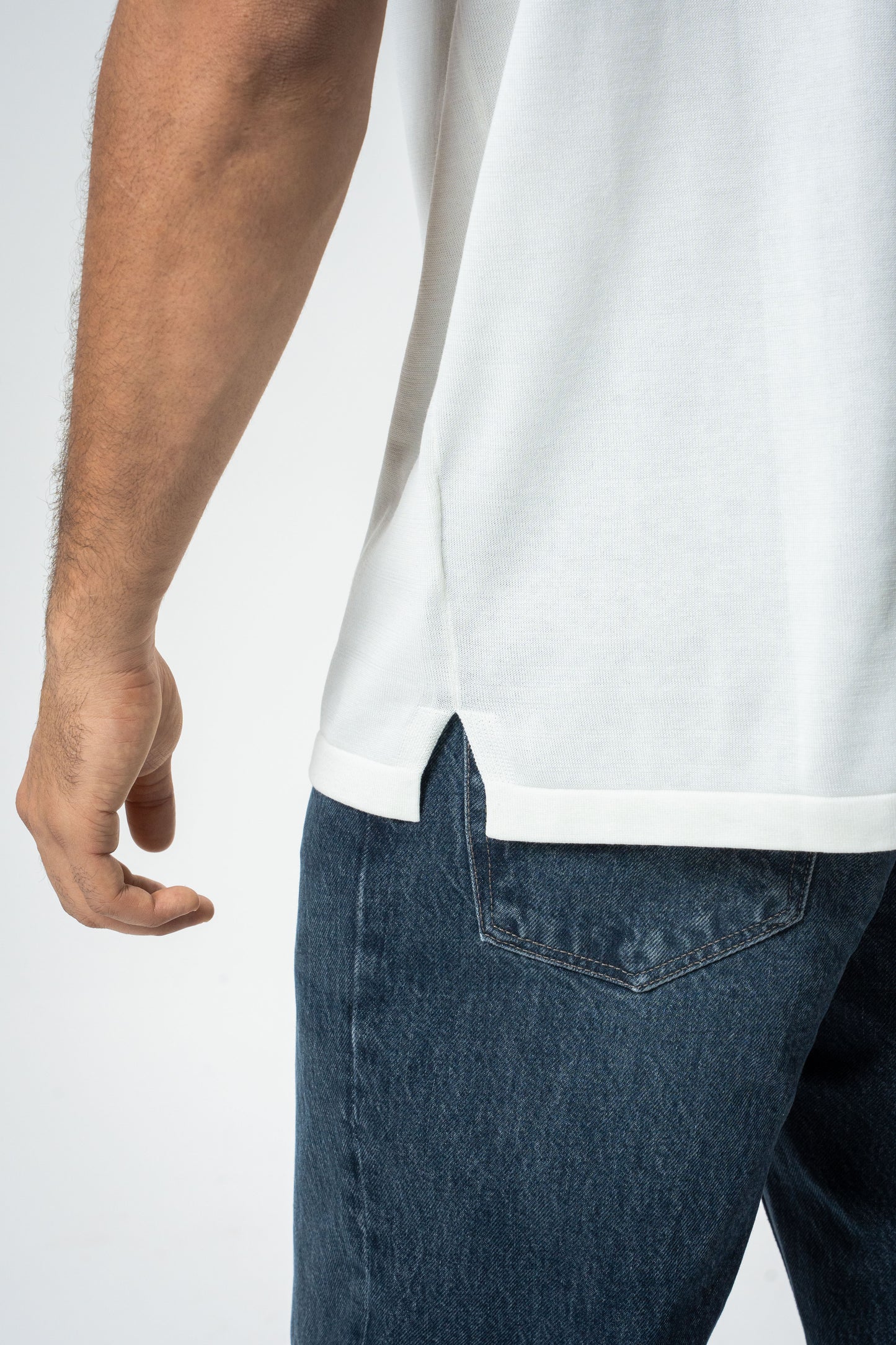 Silk & Cotton Polo Cardigan - White