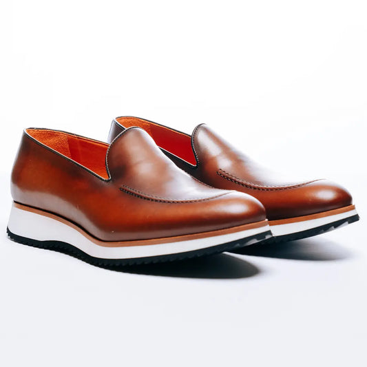 Brown Bare Loafers with running sole