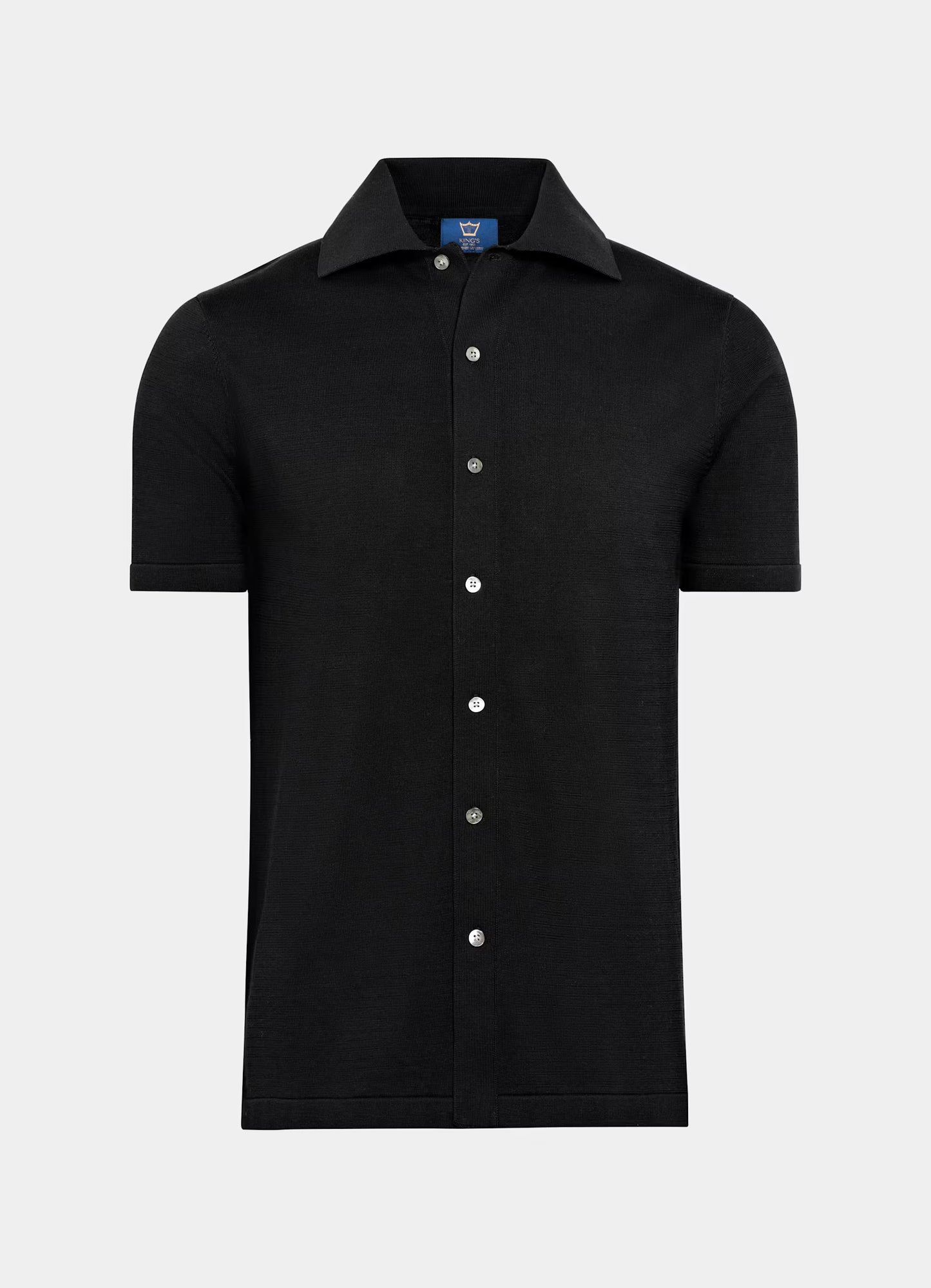 Silk & Cotton Polo Cardigan - Black