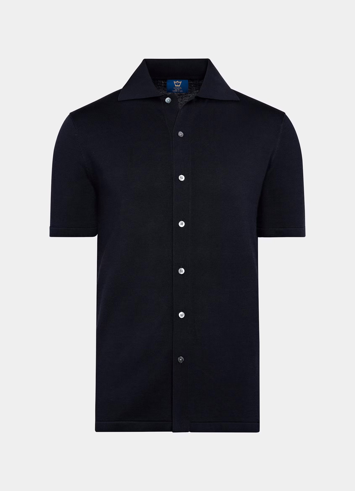 Silk & Cotton Polo Cardigan - Navy