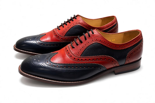 Oxford - Navy & Chilli Wingtip Style - SIZE UK8