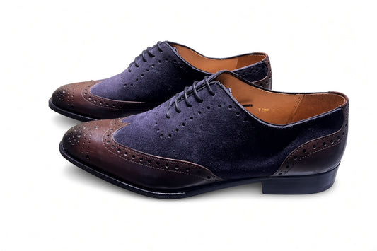 Oxford - Leather & Suede Wingtip Style - SIZE UK9