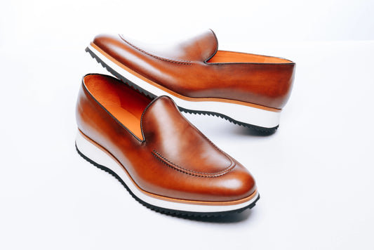 Brown Bare Loafers with running sole