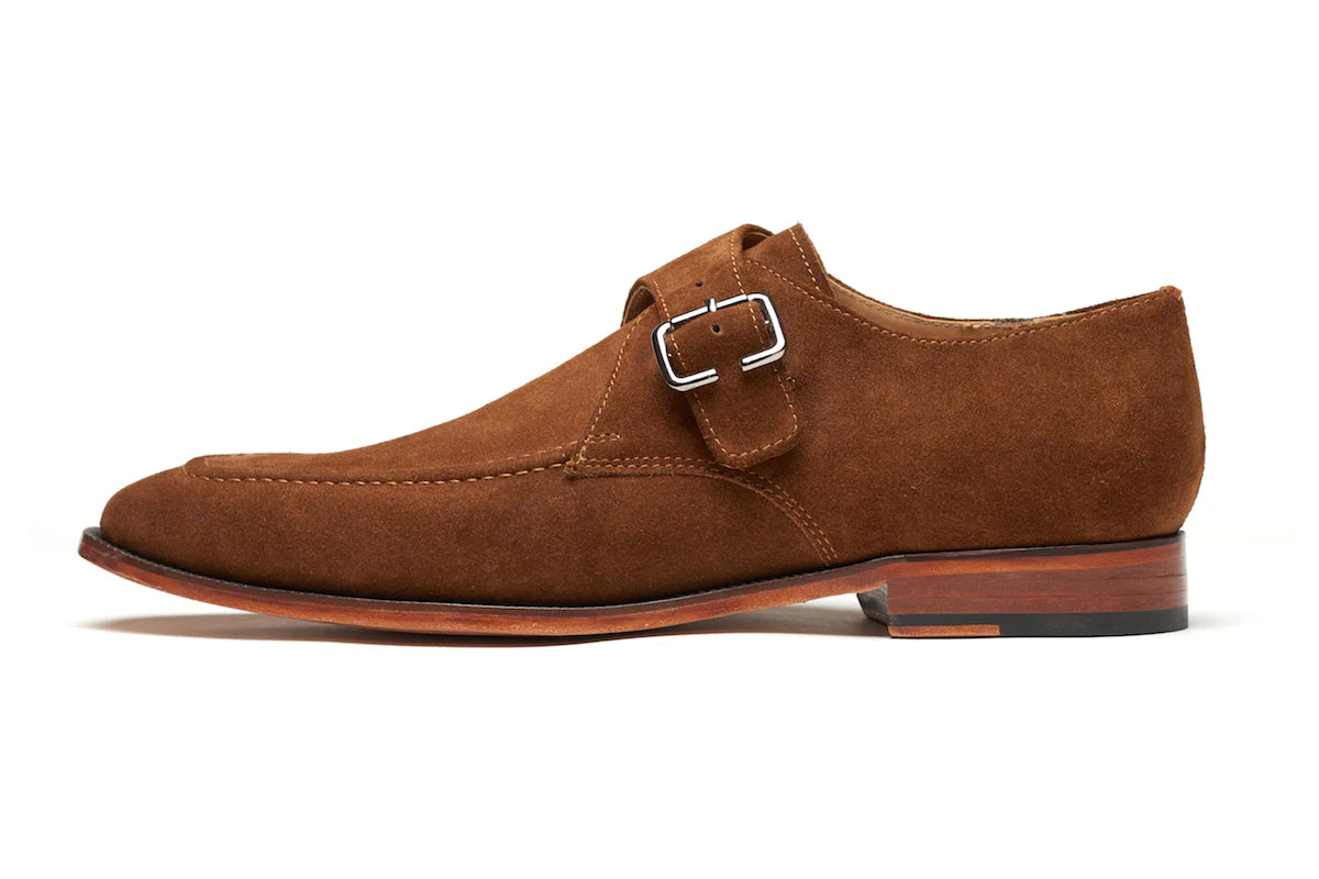 Claphalm single monkstrap brown suede, formal monk shoes for men in Dubai.