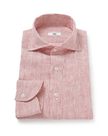 Red Striped Irish Linen Shirt - KING'S