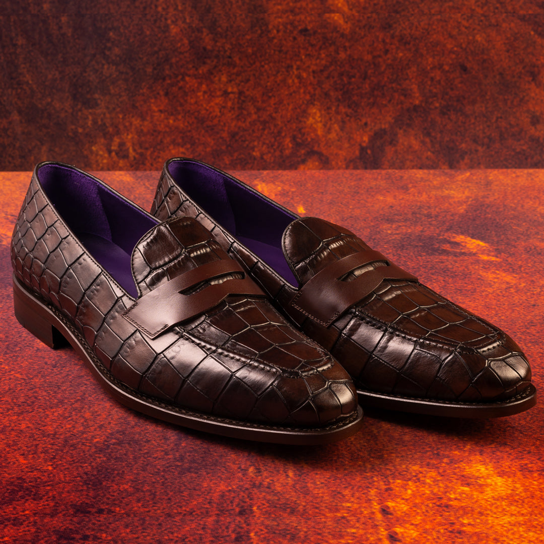 Penny Loafer - Croc Dark Brown - KING'S