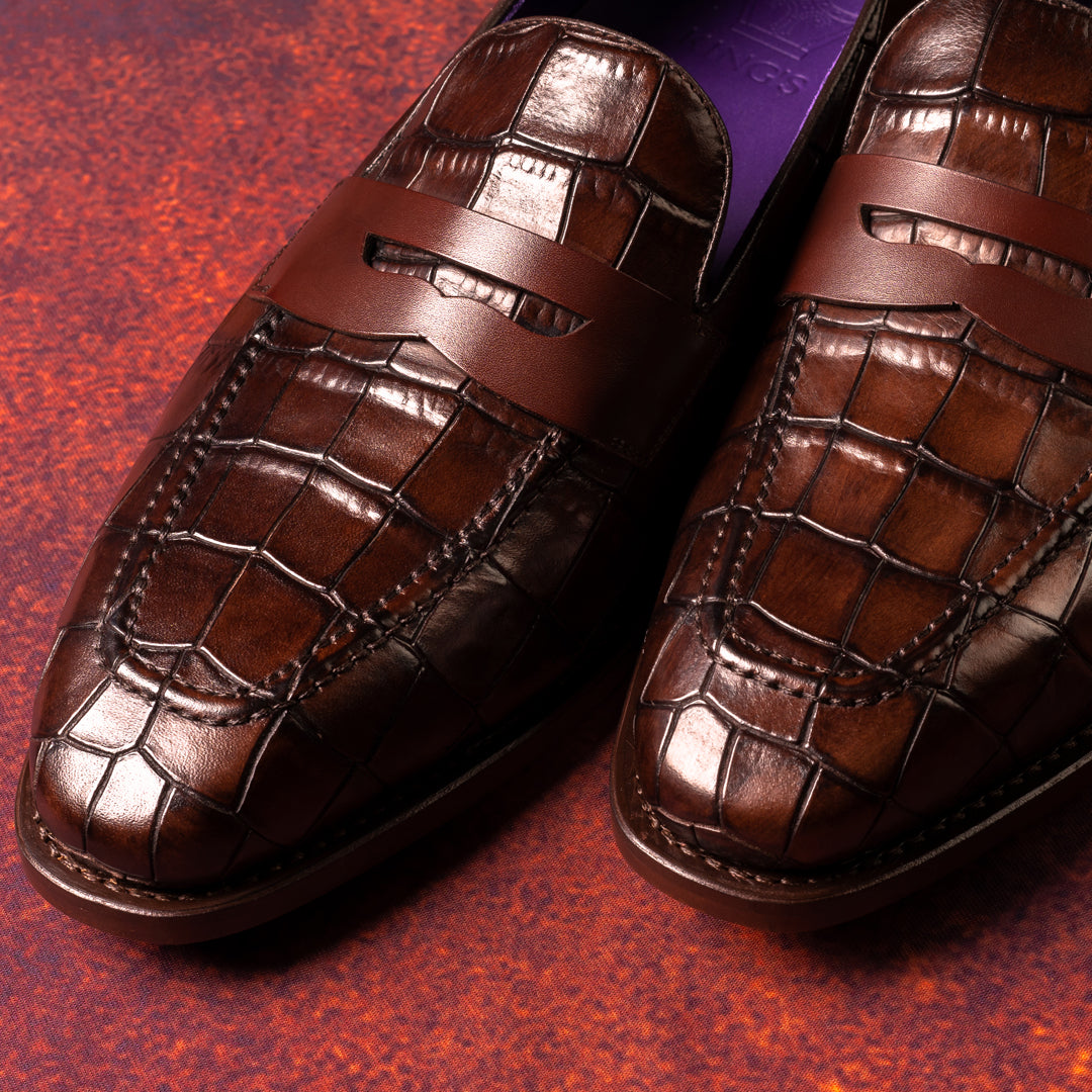 Penny Loafer - Croc Dark Brown - KING'S