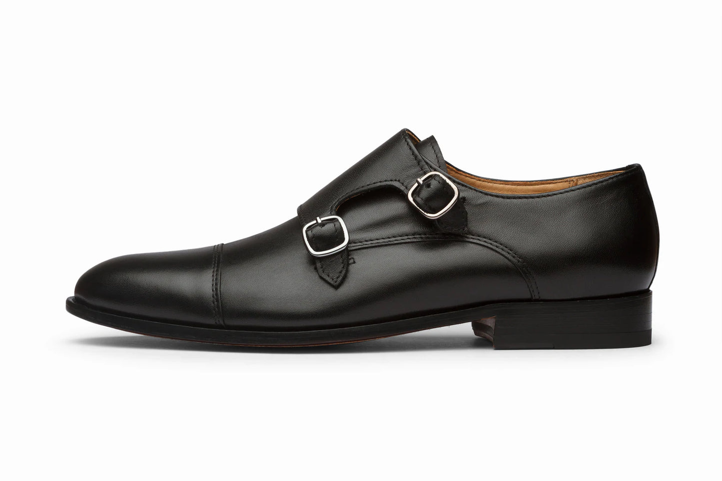 Toe cap double monks black, formal shoes for men in Dubai.