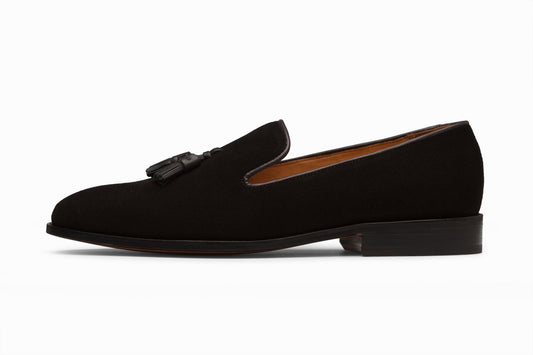 Tessel loafers black suede leather shoes, formal shoes for men in Dubai.