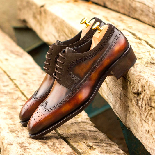 Longwing derby patina and suede, formal shoes for men in Dubai.