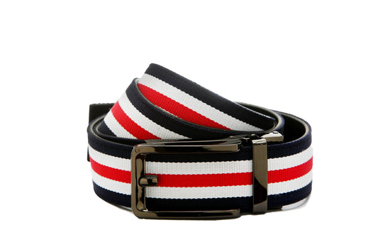 1.5 Canvas Blue White Red Strap and Modern Nikel - KING'S
