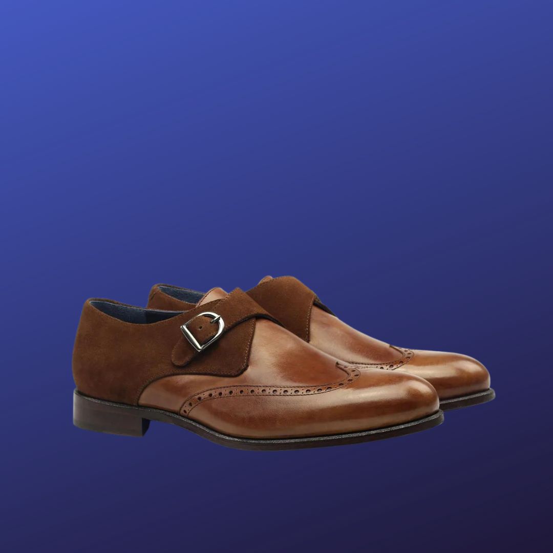 Single monk suede leather, custom formal shoes for men in Dubai.