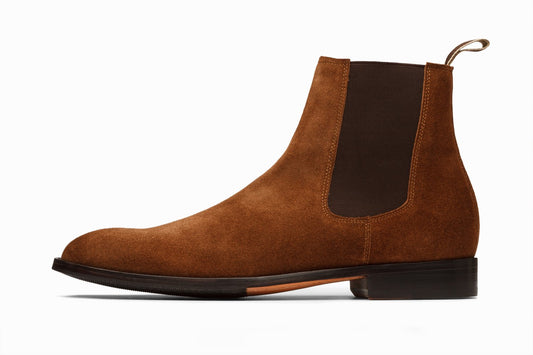 Chelsea boot cognac suede,leather shoes for men in Dubai.