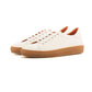 Tennis Style Sneakers - White Leather with Gum Sole