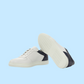 Low Top Sneakers - White & Navy Leather