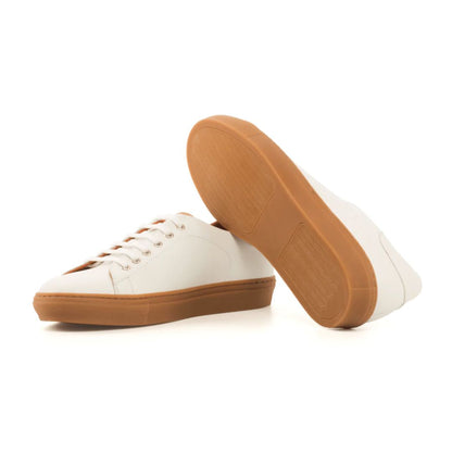 Tennis Style Sneakers - White Leather with Gum Sole - KING'S