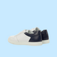 Low Top Sneakers - White & Navy Leather