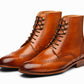 Leather Wingtip Brogue Boot - Tan