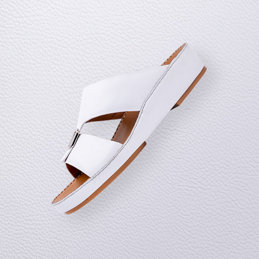 Raffinato di lusso white, leather sandals for men in Dubai.