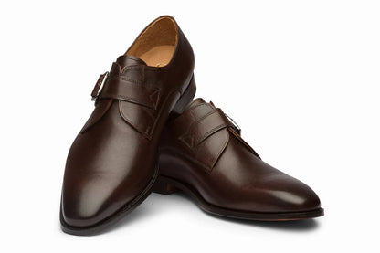 Plain Single Monkstrap Shoes - Dark Brown - KING'S