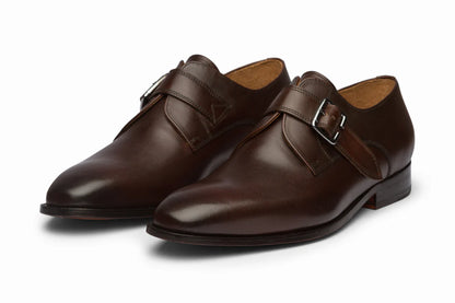 Plain Single Monkstrap Shoes - Dark Brown - KING'S